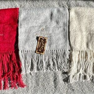 Alpaca Scarf Set - Red, Gray, and Cream